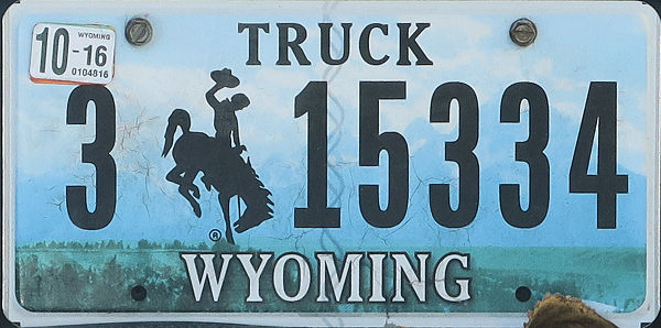 Licence Plate Wyoming Truck